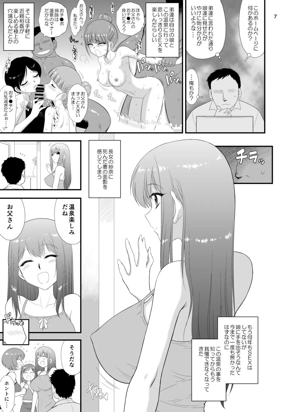 美人三姉妹と父親と叔父が混浴温泉に行きました。 Page.6