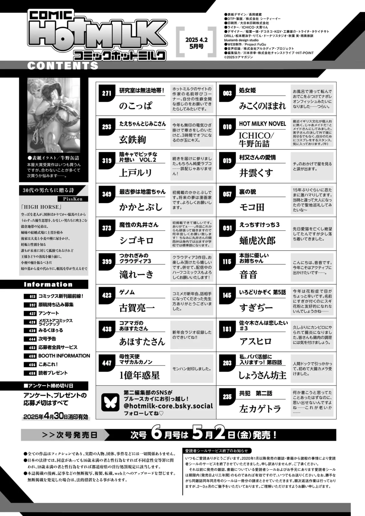 コミックホットミルク 2025年5月号 Page.2